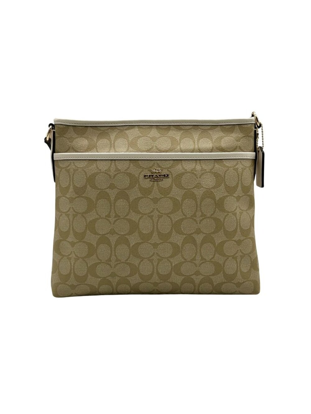 Coach Khaki And White Signature Coated Canvas Crossbody Bag-F58297